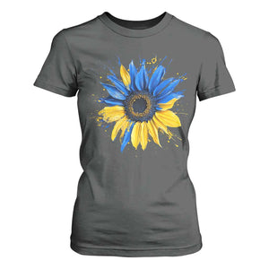 Sunflower Ukraine Flag T Shirt For Women Patriot Patriotic Ukraine Ukrainian National Flag TS10 Dark Heather Print Your Wear