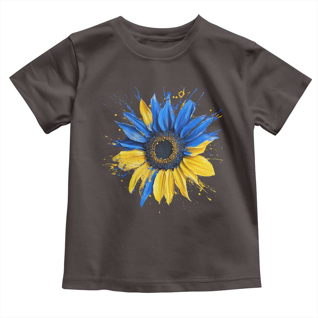 Sunflower Ukraine Flag Toddler T Shirt Patriot Patriotic Ukraine Ukrainian National Flag TS10 Dark Chocolate Print Your Wear