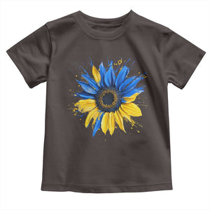 Sunflower Ukraine Flag Toddler T Shirt Patriot Patriotic Ukraine Ukrainian National Flag TS10 Dark Chocolate Print Your Wear