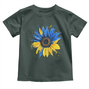 Sunflower Ukraine Flag Toddler T Shirt Patriot Patriotic Ukraine Ukrainian National Flag TS10 Dark Forest Green Print Your Wear
