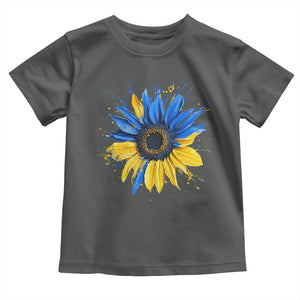 Sunflower Ukraine Flag Toddler T Shirt Patriot Patriotic Ukraine Ukrainian National Flag TS10 Dark Heather Print Your Wear
