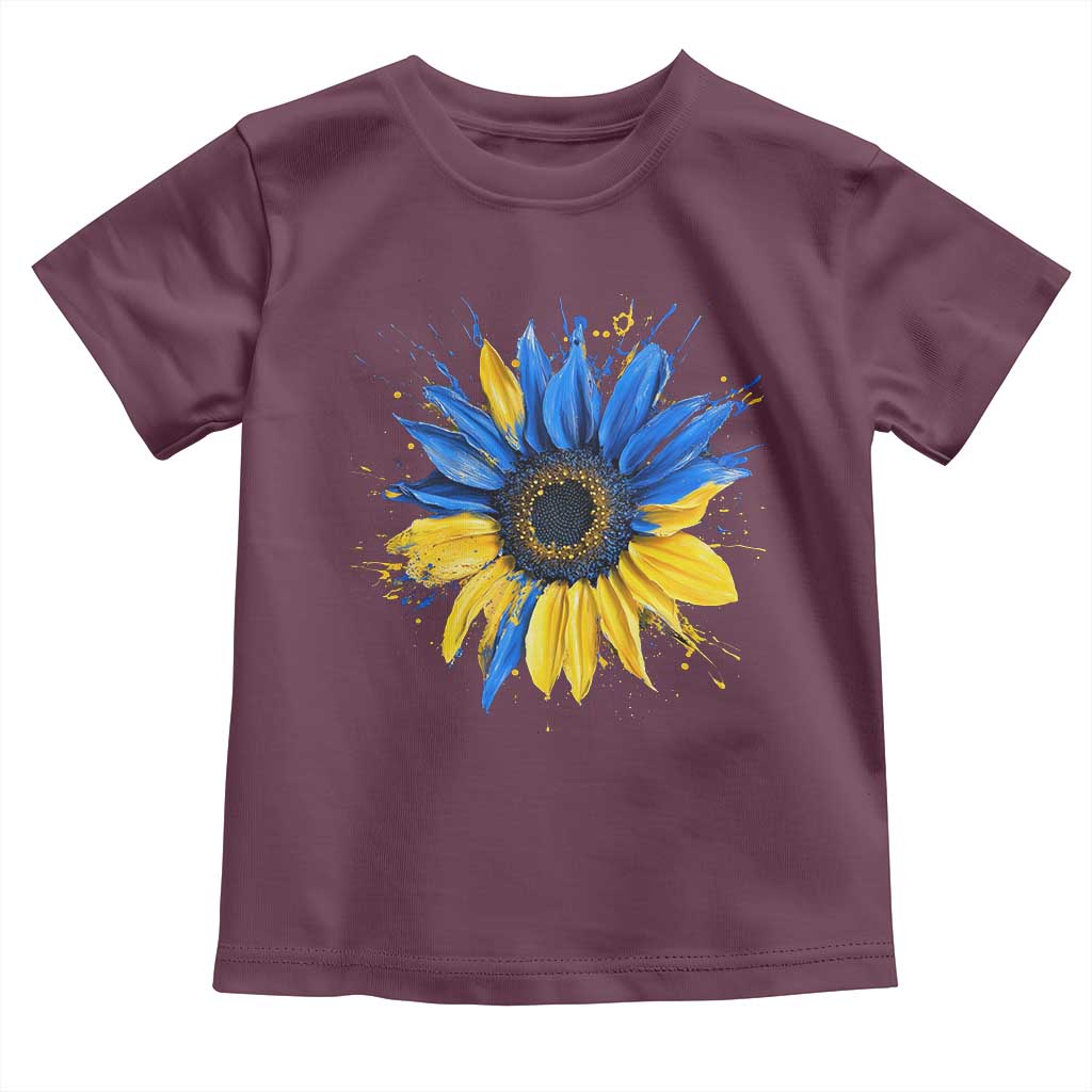 Sunflower Ukraine Flag Toddler T Shirt Patriot Patriotic Ukraine Ukrainian National Flag TS10 Maroon Print Your Wear