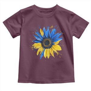 Sunflower Ukraine Flag Toddler T Shirt Patriot Patriotic Ukraine Ukrainian National Flag TS10 Maroon Print Your Wear