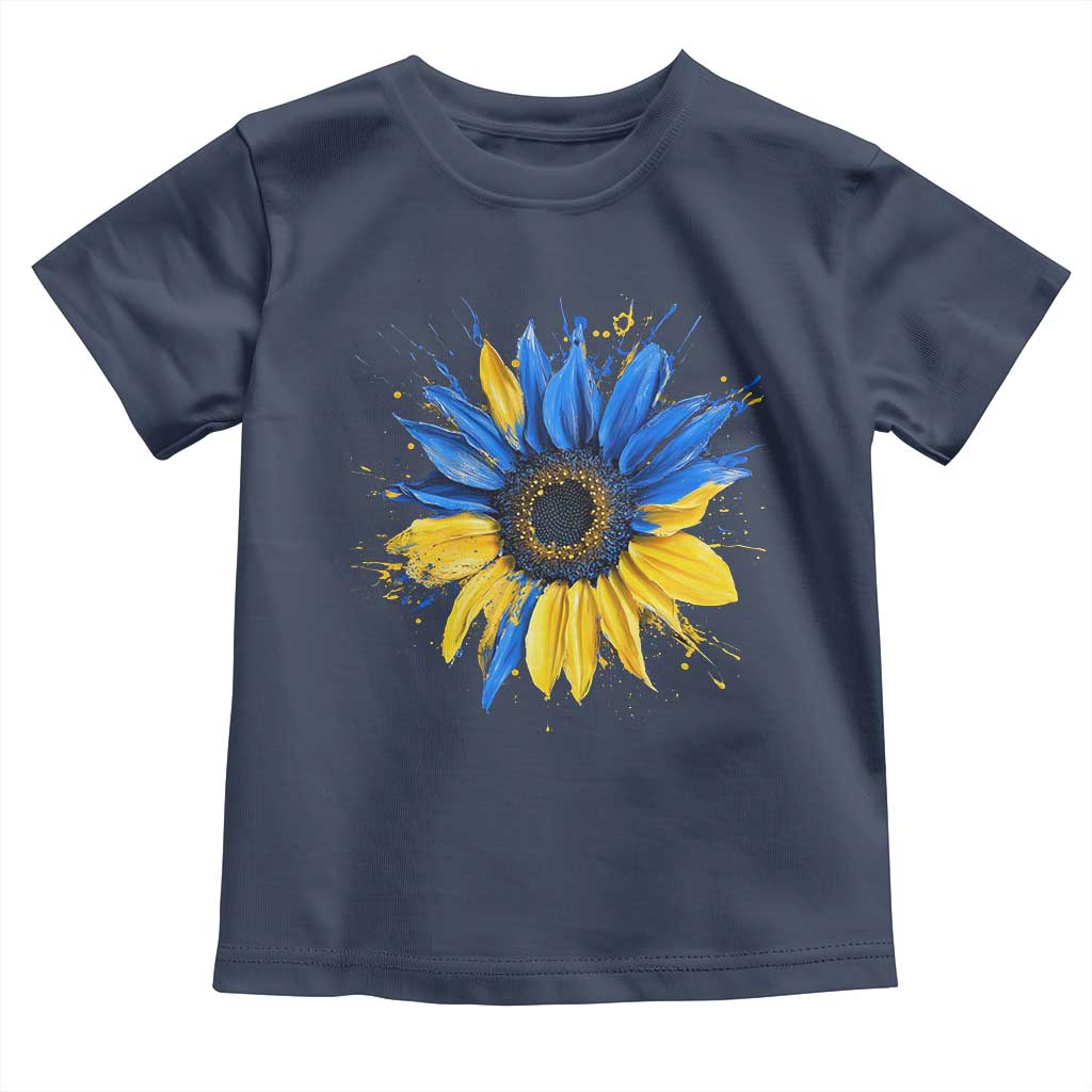 Sunflower Ukraine Flag Toddler T Shirt Patriot Patriotic Ukraine Ukrainian National Flag TS10 Navy Print Your Wear