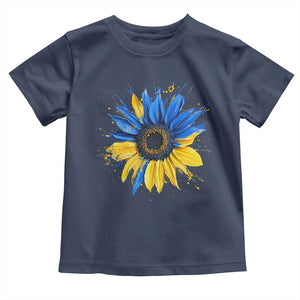 Sunflower Ukraine Flag Toddler T Shirt Patriot Patriotic Ukraine Ukrainian National Flag TS10 Navy Print Your Wear
