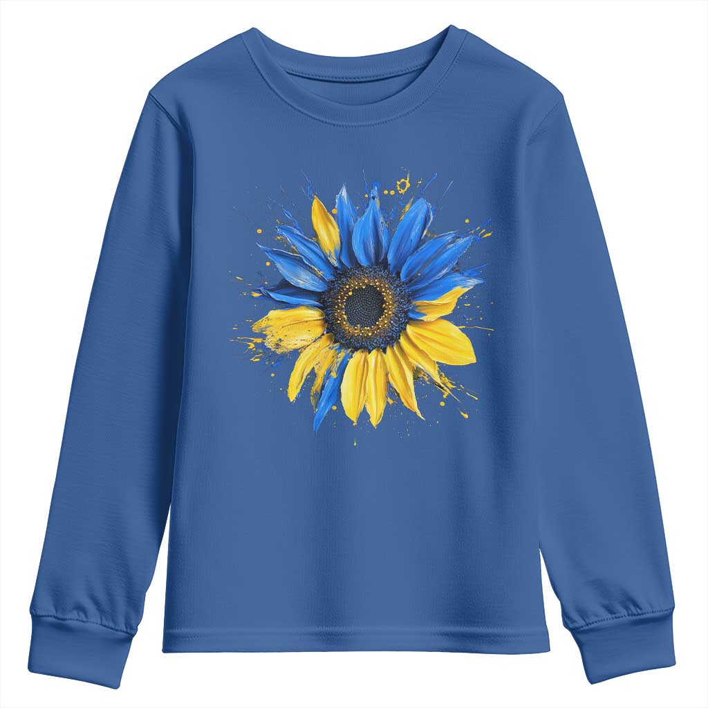 Sunflower Ukraine Flag Youth Sweatshirt Patriot Patriotic Ukraine Ukrainian National Flag TS10 Royal Blue Print Your Wear