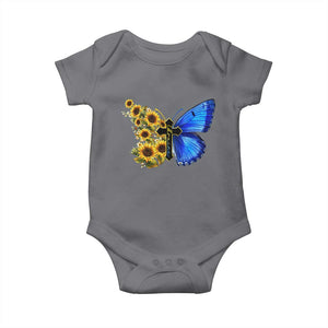 Sunflower Butterfly Ukraine Flag Baby Onesie TS10 Charcoal Print Your Wear