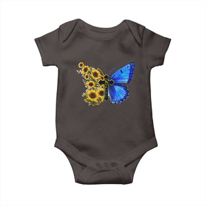 Sunflower Butterfly Ukraine Flag Baby Onesie TS10 Dark Chocolate Print Your Wear