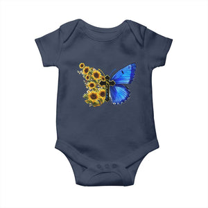 Sunflower Butterfly Ukraine Flag Baby Onesie TS10 Navy Print Your Wear