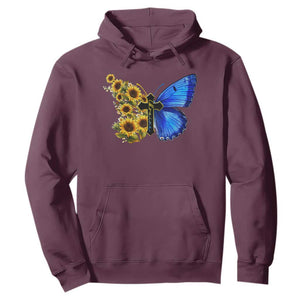 Sunflower Butterfly Ukraine Flag Hoodie TS10 Maroon Print Your Wear