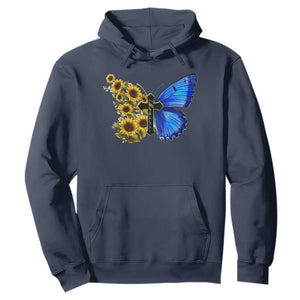 Sunflower Butterfly Ukraine Flag Hoodie TS10 Navy Print Your Wear