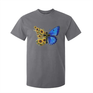 Sunflower Butterfly Ukraine Flag T Shirt For Kid TS10 Charcoal Print Your Wear