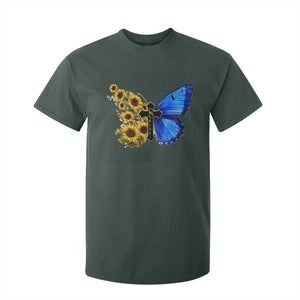 Sunflower Butterfly Ukraine Flag T Shirt For Kid TS10 Dark Forest Green Print Your Wear