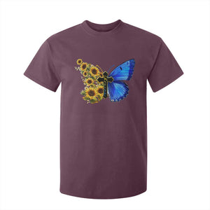 Sunflower Butterfly Ukraine Flag T Shirt For Kid TS10 Maroon Print Your Wear