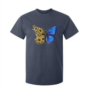 Sunflower Butterfly Ukraine Flag T Shirt For Kid TS10 Navy Print Your Wear
