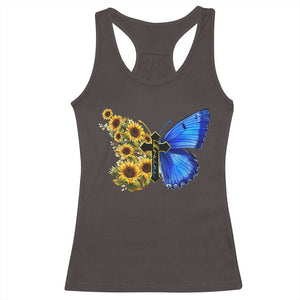 Sunflower Butterfly Ukraine Flag Racerback Tank Top TS10 Dark Chocolate Print Your Wear
