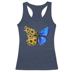 Sunflower Butterfly Ukraine Flag Racerback Tank Top TS10 Navy Print Your Wear