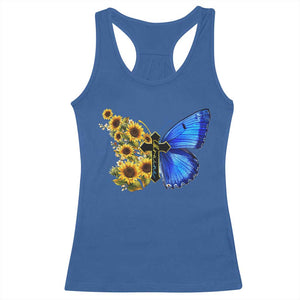 Sunflower Butterfly Ukraine Flag Racerback Tank Top TS10 Royal Blue Print Your Wear