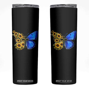 Sunflower Butterfly Ukraine Flag Skinny Tumbler TS10 Black Print Your Wear