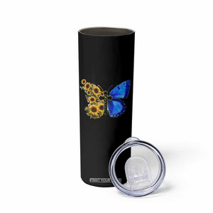 Sunflower Butterfly Ukraine Flag Skinny Tumbler TS10 Print Your Wear
