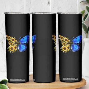 Sunflower Butterfly Ukraine Flag Skinny Tumbler TS10 Print Your Wear