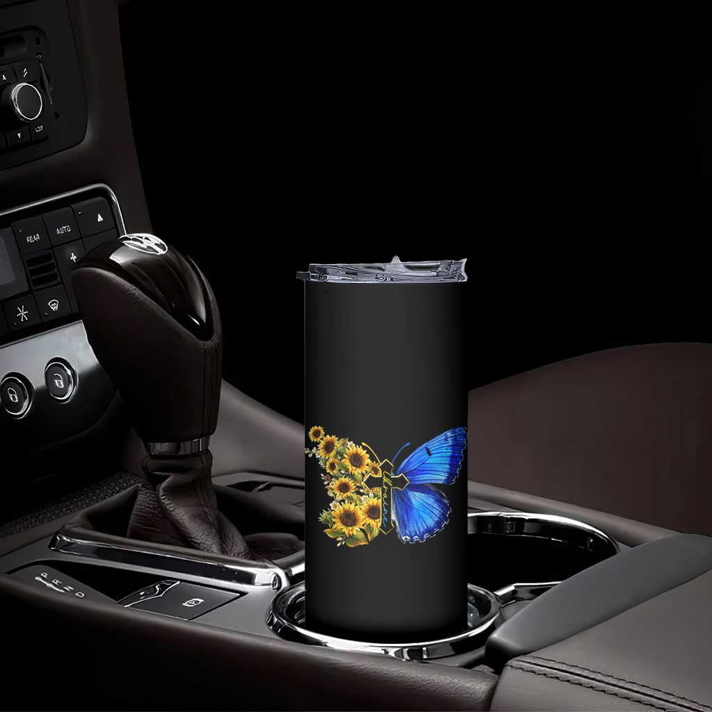 Sunflower Butterfly Ukraine Flag Skinny Tumbler TS10 Print Your Wear