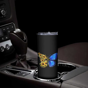 Sunflower Butterfly Ukraine Flag Skinny Tumbler TS10 Print Your Wear