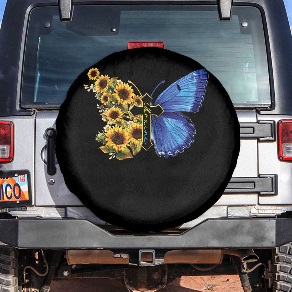 Sunflower Butterfly Ukraine Flag Spare Tire Cover TS10 No hole Black Print Your Wear
