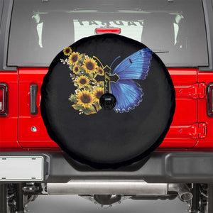 Sunflower Butterfly Ukraine Flag Spare Tire Cover TS10 Black Print Your Wear