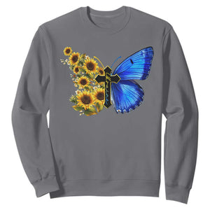 Sunflower Butterfly Ukraine Flag Sweatshirt TS10 Charcoal Print Your Wear
