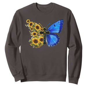 Sunflower Butterfly Ukraine Flag Sweatshirt TS10 Dark Chocolate Print Your Wear