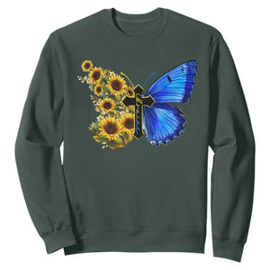 Sunflower Butterfly Ukraine Flag Sweatshirt TS10 Dark Forest Green Print Your Wear