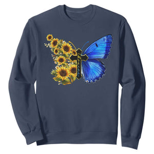 Sunflower Butterfly Ukraine Flag Sweatshirt TS10 Navy Print Your Wear