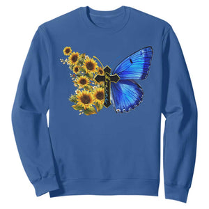 Sunflower Butterfly Ukraine Flag Sweatshirt TS10 Royal Blue Print Your Wear