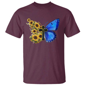 Sunflower Butterfly Ukraine Flag T Shirt TS10 Maroon Print Your Wear
