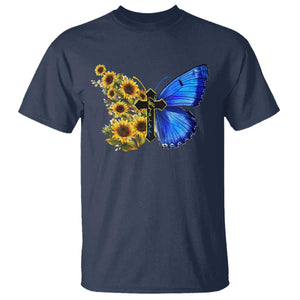 Sunflower Butterfly Ukraine Flag T Shirt TS10 Navy Print Your Wear