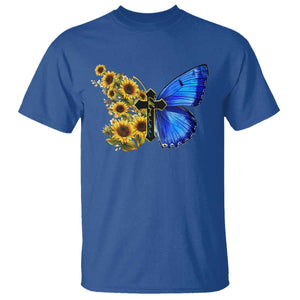 Sunflower Butterfly Ukraine Flag T Shirt TS10 Royal Blue Print Your Wear