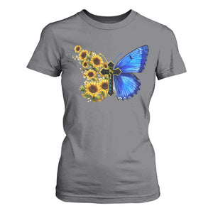 Sunflower Butterfly Ukraine Flag T Shirt For Women TS10 Charcoal Print Your Wear