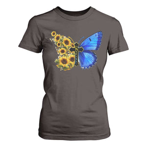 Sunflower Butterfly Ukraine Flag T Shirt For Women TS10 Dark Chocolate Print Your Wear