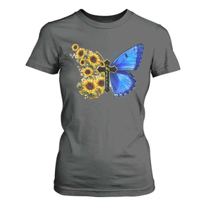 Sunflower Butterfly Ukraine Flag T Shirt For Women TS10 Dark Heather Print Your Wear