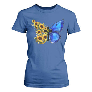 Sunflower Butterfly Ukraine Flag T Shirt For Women TS10 Royal Blue Print Your Wear