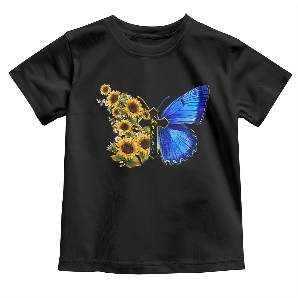 Sunflower Butterfly Ukraine Flag Toddler T Shirt TS10 Black Print Your Wear