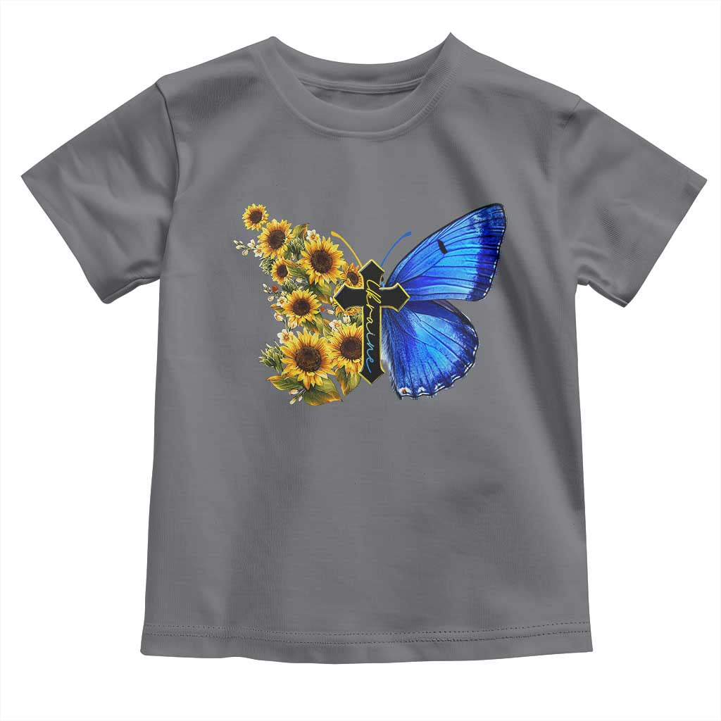 Sunflower Butterfly Ukraine Flag Toddler T Shirt TS10 Charcoal Print Your Wear