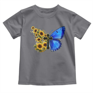 Sunflower Butterfly Ukraine Flag Toddler T Shirt TS10 Charcoal Print Your Wear