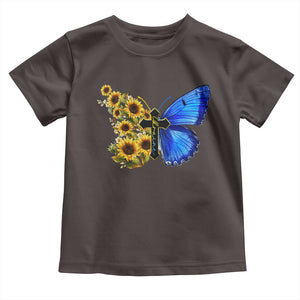Sunflower Butterfly Ukraine Flag Toddler T Shirt TS10 Dark Chocolate Print Your Wear