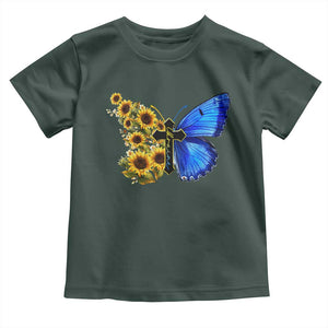 Sunflower Butterfly Ukraine Flag Toddler T Shirt TS10 Dark Forest Green Print Your Wear