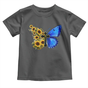Sunflower Butterfly Ukraine Flag Toddler T Shirt TS10 Dark Heather Print Your Wear