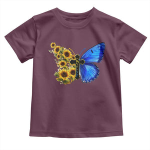 Sunflower Butterfly Ukraine Flag Toddler T Shirt TS10 Maroon Print Your Wear