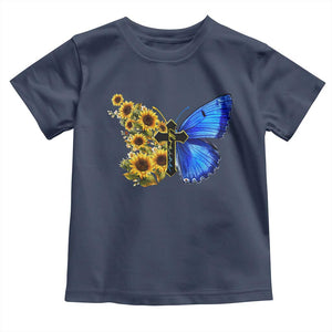 Sunflower Butterfly Ukraine Flag Toddler T Shirt TS10 Navy Print Your Wear