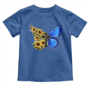 Sunflower Butterfly Ukraine Flag Toddler T Shirt TS10 Royal Blue Print Your Wear
